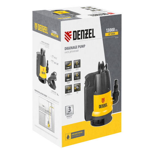 Дренажный насос DP800A, 800 Вт, подъем 5 м, 13000 л/ч Denzel по ценам производителя в Екатеринбурге с доставкой по всей России