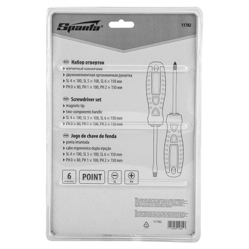 Набор отверток "Point", CrV, двухкомпонентные рукоятки, 6 шт, Sparta по ценам производителя в Екатеринбурге с доставкой по всей России