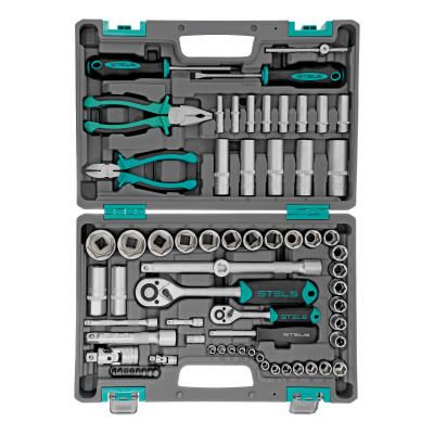 Набор инструментов, 1/2", 1/4", CrV, пластиковый кейс 69 предметов Stels по ценам производителя в Екатеринбурге с доставкой по всей России