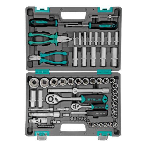 Набор инструментов, 1/2", 1/4", CrV, пластиковый кейс 69 предметов Stels по ценам производителя в Екатеринбурге с доставкой по всей России
