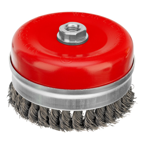 Щетка для УШМ Heavy Duty, 125 мм, М14, "чашка", крученая проволока 0.5 мм Matrix по ценам производителя в Екатеринбурге с доставкой по всей России