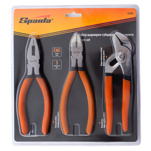 Набор губцевого инструмента №2, 3 предмета: плоскогубцы, бокорезы, клещи переставные Sparta по ценам производителя в Екатеринбурге с доставкой по всей России