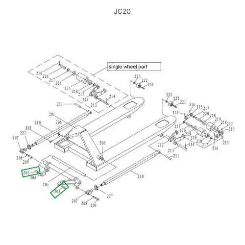 Ось крепления углового рычага к опорной площадке для гидравлических тележек DF25 по ценам производителя в Екатеринбурге с доставкой по всей России