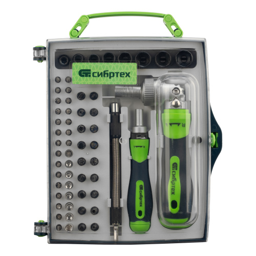 Отвертки реверсивные с набором бит, торцевых головок, 61 предмет, CrV Сибртех по ценам производителя в Екатеринбурге с доставкой по всей России