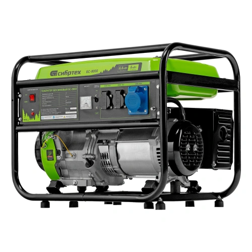 Генератор бензиновый БС-8000, 6,6 кВт, 230В, четырехтактный, 25 л, ручной стартер Сибртех по ценам производителя в Екатеринбурге с доставкой по всей России