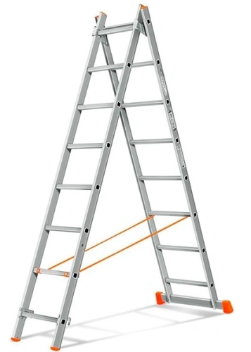 Лестница 2-х секционная алюминиевая 2*8 по ценам производителя в Екатеринбурге с доставкой по всей России