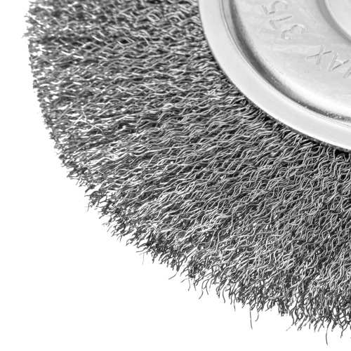 Щетка для УШМ, 200 мм, посадка 22.2 мм, плоская, витая проволока 0.3 мм Сибртех по ценам производителя в Екатеринбурге с доставкой по всей России