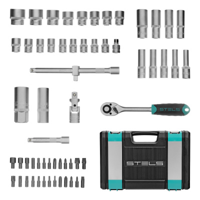 Набор инструментов, 1/2", CrV, пластиковый кейс 60 предметов Stels по ценам производителя в Екатеринбурге с доставкой по всей России