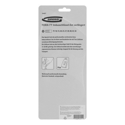 Набор ключей имбусовых Torx -TT, 9 шт: T10-T50, удлиненные, S2, сатинированные Gross по ценам производителя в Екатеринбурге с доставкой по всей России