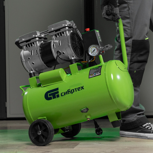 Компрессор безмаслянный малошумный МБ 1100/24,1100 Вт, 24 л, 170 л/мин Сибртех по ценам производителя в Екатеринбурге с доставкой по всей России