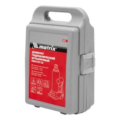 Домкрат гидравлический бутылочный, 4 т, h подъема 194-372 мм, в пластиковом кейсе Matrix по ценам производителя в Екатеринбурге с доставкой по всей России