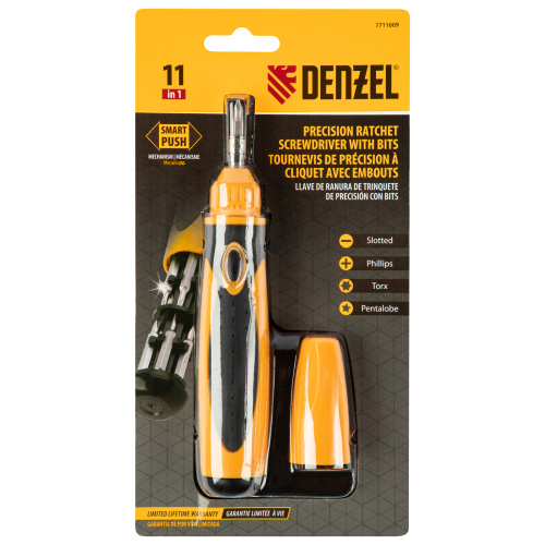Отвертка реверсивная, механизм SmartPush mini 11 шт, CrMo Denzel по ценам производителя в Екатеринбурге с доставкой по всей России