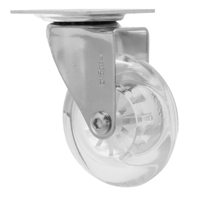 Колесо ПУ прозрачное поворотное d-75 мм, крепление платформенное Сибртех по ценам производителя в Екатеринбурге с доставкой по всей России