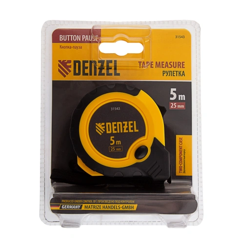 Рулетка 5м х 25мм, двухкомп. корпус, кнопка-пауза Denzel по ценам производителя в Екатеринбурге с доставкой по всей России