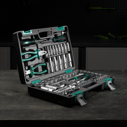 Набор инструментов, 1/2", 1/4", CrV, пластиковый кейс 69 предметов Stels по ценам производителя в Екатеринбурге с доставкой по всей России