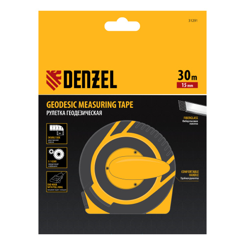 Рулетка геодезическая 30 м х 15 мм, закрытый корпус, фиберглассовая лента Denzel по ценам производителя в Екатеринбурге с доставкой по всей России