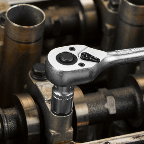 Ключ-трещотка 1/4", 90 зубьев, с быстрым сбросом, CrV Denzel по ценам производителя в Екатеринбурге с доставкой по всей России