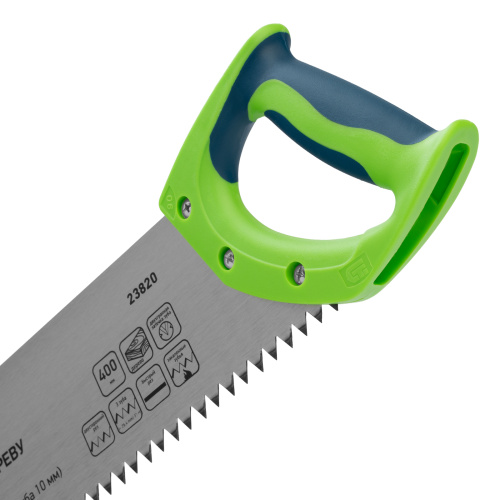 Ножовка по дереву "Зубец", 400 мм, шаг зуба 10 мм, каленый зуб 2D, двухкомпонентная рукоятка Сибртех по ценам производителя в Екатеринбурге с доставкой по всей России