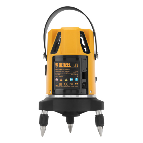 Лазерный уровень LX3, 10 м, ± 0,3 мм/1 м, 635 нм, 4 вертикальных, 1 горизонтальная плоскости, резьба 5/8" Denzel по ценам производителя в Екатеринбурге с доставкой по всей России