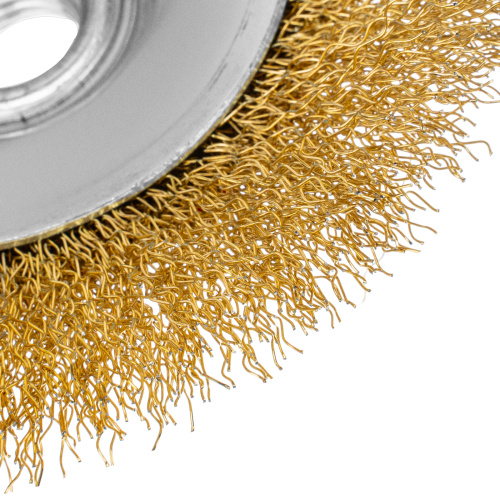 Щетка для УШМ, 125 мм, М14, "тарелка", латунированная витая проволока Matrix по ценам производителя в Екатеринбурге с доставкой по всей России