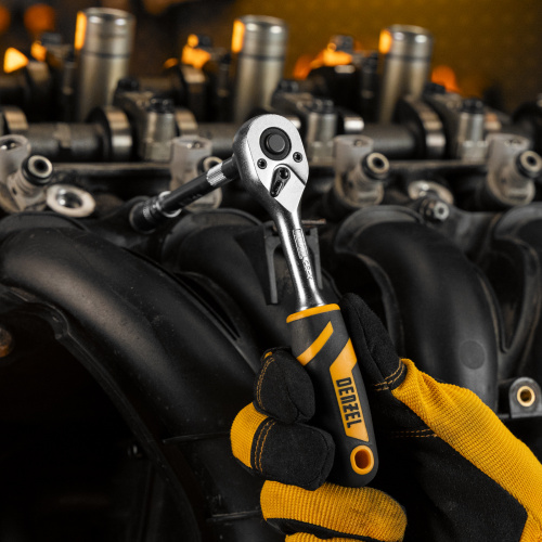 Ключ-трещотка 1/4", 90 зубьев, с быстрым сбросом, CrV Denzel по ценам производителя в Екатеринбурге с доставкой по всей России