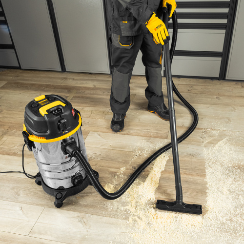 Пылесос строительный RVC30, 1400 Вт, бак 30 л, шланг 3 м, розетка с автосинхр. Denzel по ценам производителя в Екатеринбурге с доставкой по всей России