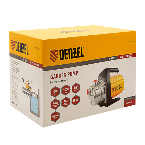 Садовый поверхностный насос GP 1000Х, 1000 Вт, 3500 л/ч, подъем 44 м, нержавейка Denzel по ценам производителя в Екатеринбурге с доставкой по всей России