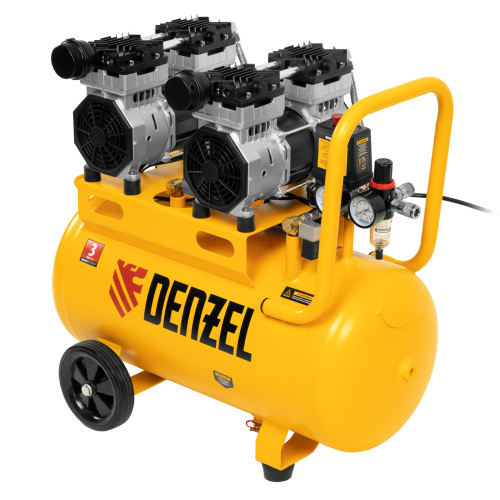 Компрессор безмасляный, малошумный DLS 1500/50, 1500 ВТ, 2x750, 50 л, 260 л/мин Denzel по ценам производителя в Екатеринбурге с доставкой по всей России